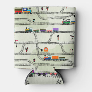 Kids Railway: Funny Seamless Pattern Can Cooler