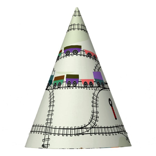 Kids Railway: Funny Seamless Pattern Party Hat (Front)