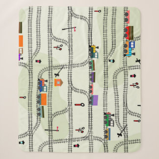 Kids Railway: Funny Seamless Pattern Sherpa Blanket