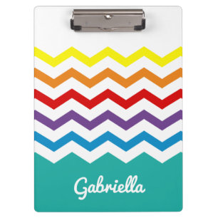 Kids Rainbow Chevron Colourful Pretty Personalized Clipboard