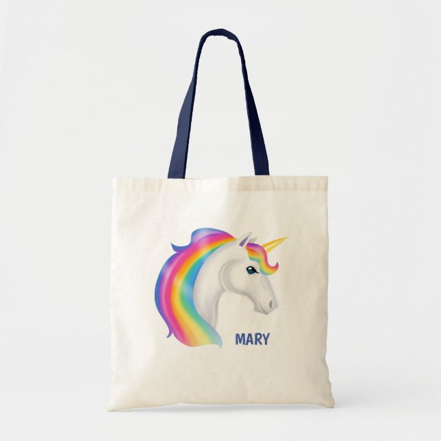 Kids Rainbow Unicorn Halloween Candy Tote Bag (Front)