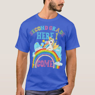 Kids Rainbow Unicorn Lover 2nd Second Grade Here I T-Shirt