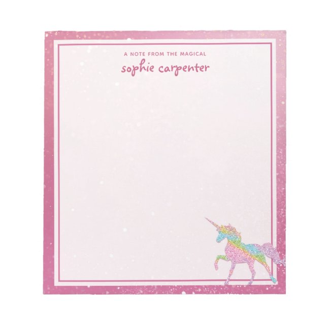Kids Rainbow Unicorn Notepad (Front)