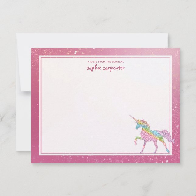 Kids Rainbow Unicorn Personalized Card (Front)