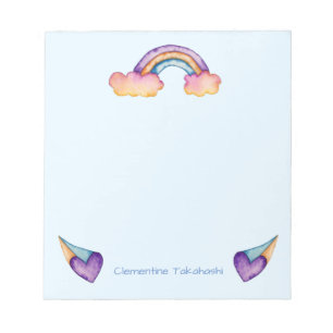 Kids Rainbow Watercolor Add Name Notepad