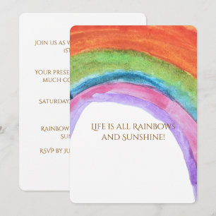 Kid's Rainbow Watercolor Birthday  Invitation