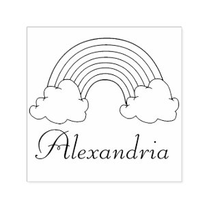 Kids Rainbow with Clouds Personalized Pretty Self-inking Stamp