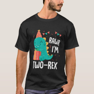 Kids Rawr I m Four Rex 2 Year Old Dinosaur Boy Bir T-Shirt