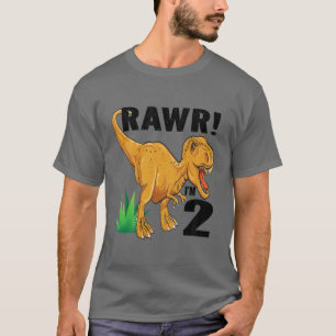 Kids Rawr I'm 2 Dinosaur T Rex 2Nd Birthday Child T-Shirt