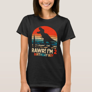 Kids Rawr I'm 2 Rex 2 Year Old 2nd Birthday Boy Di T-Shirt