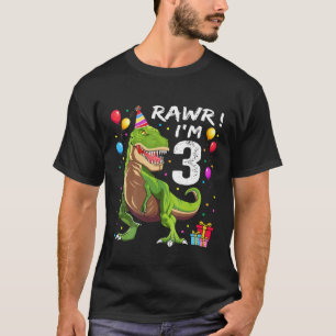 Kids Rawr I'm 3 3Rd Birthday T Rex Dinosaur Party T-Shirt