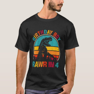 Kids Rawr I'm 4 4th Birthday Boy Dinosaur Rex 4 Ye T-Shirt