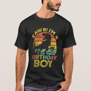 Kids Rawr Im 4 4th Birthday Rex Dinosaur 4 Year Ol T-Shirt