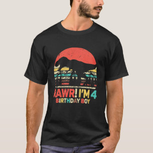 Kids Rawr I'm 4 Dinosaur Rex 4th Birthday Boy 4 Ye T-Shirt