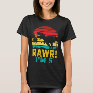 Kids Rawr I'm 5 5th Birthday Dinosaur Rex 5 Years T-Shirt