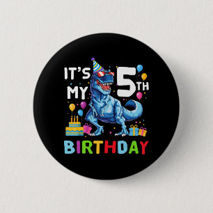 Kids Rawr I'm 5 5th Birthday Party T Rex Dinosaur  2 Inch Round Button