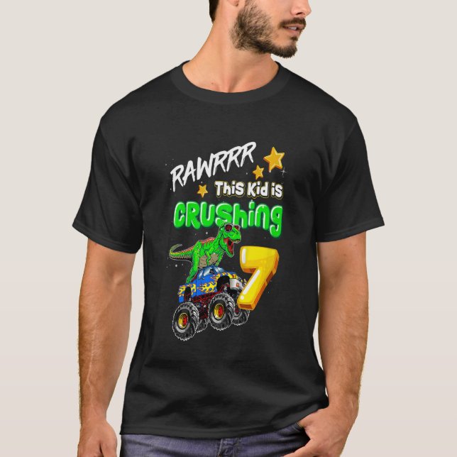 Kids Rawrrr This Kid Is Crushing 7 Monster truck R T-Shirt (Front)