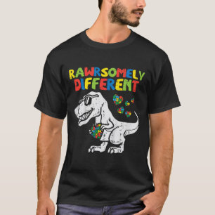Kids Rawrsomely Different Trex Dino Boys Autism Aw T-Shirt