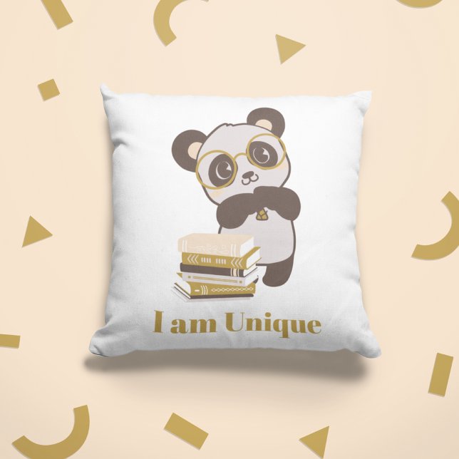 Kids Reading Book Theme Affirmation  Throw Pillow (Positive Affirmation Animal Themed Kids Reading Corner Decor Pillow)