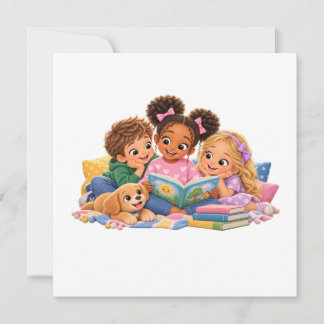 Kids Reading Together Storytime Invitation