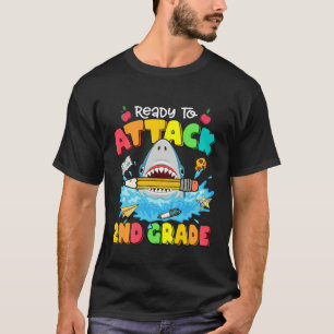 Kids Ready To Attack 2Nd Grade Shark Back To Schoo T-Shirt
