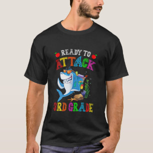 Kids Ready To Attack 3Rd Grade Baby Boys Shark Bac T-Shirt