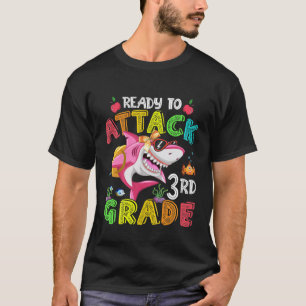 Kids Ready To Attack 3Rd Grade Shark Backpack Back T-Shirt