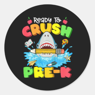 Kids Ready To Crush Pre-k Shark Ck To School Boys  Classic Round Sticker