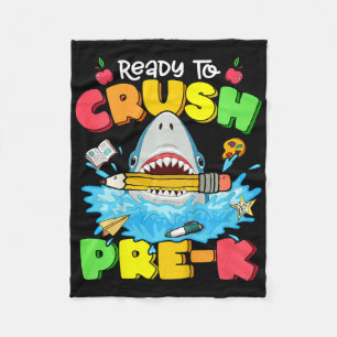 Kids Ready To Crush Pre-k Shark Ck To School Boys Fleece Blanket