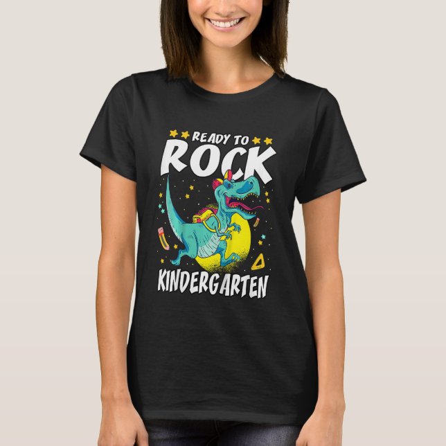 Kids  Ready To Rock Kindergarten Dinosaur Rex Kind T-Shirt (Front)