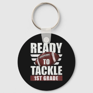 Kids Ready To Tackle 1st Grade Football First Day  Keychain