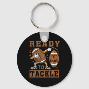 Kids Ready To Tackle 1st Grade Football First Day  Keychain