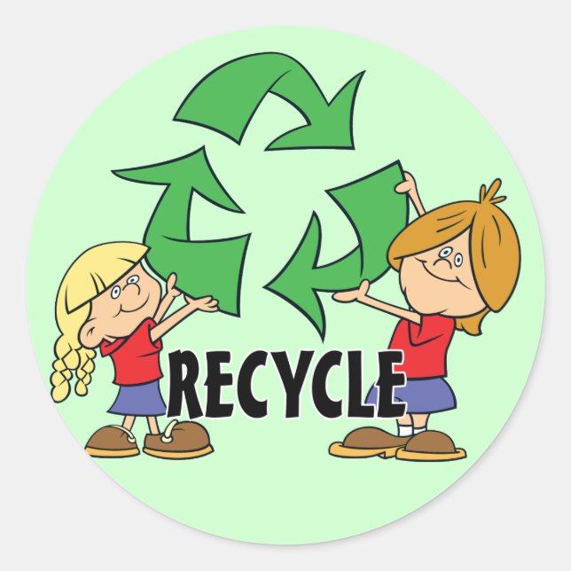 Kids Recycle Classic Round Sticker (Front)