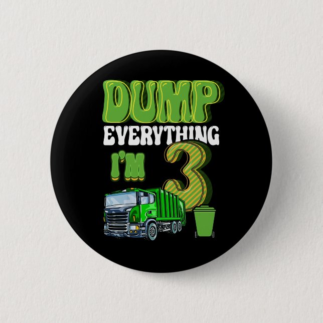Kids Recycling Trash 3 Year Old Garbage Truck 3rd 2 Inch Round Button (Front)