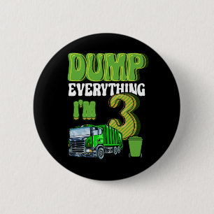 Kids Recycling Trash 3 Year Old Garbage Truck 3rd 2 Inch Round Button