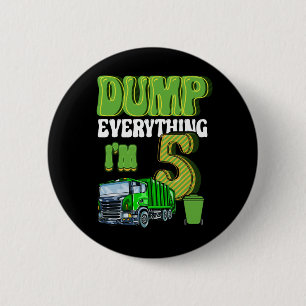 Kids Recycling Trash 5 Year Old Garbage Truck 5th 2 Inch Round Button