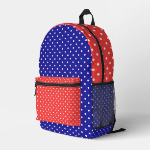 Kids Red Blue Polka Dots Printed Backpack