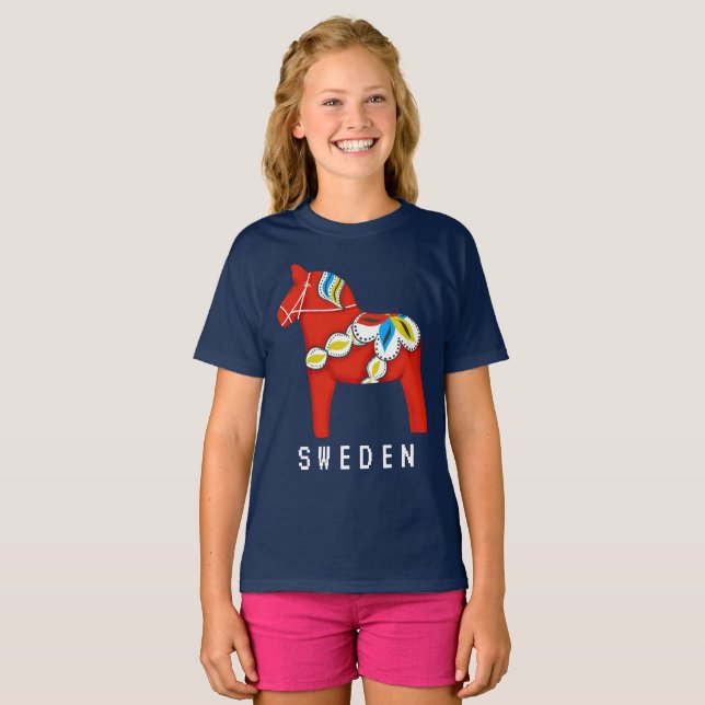 Kids' Red Dala Horse T-Shirt (Front Full)
