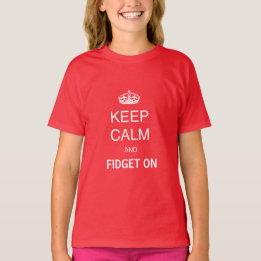 Kids Red Keep Calm Fidget On Personalized Spinner T-Shirt
