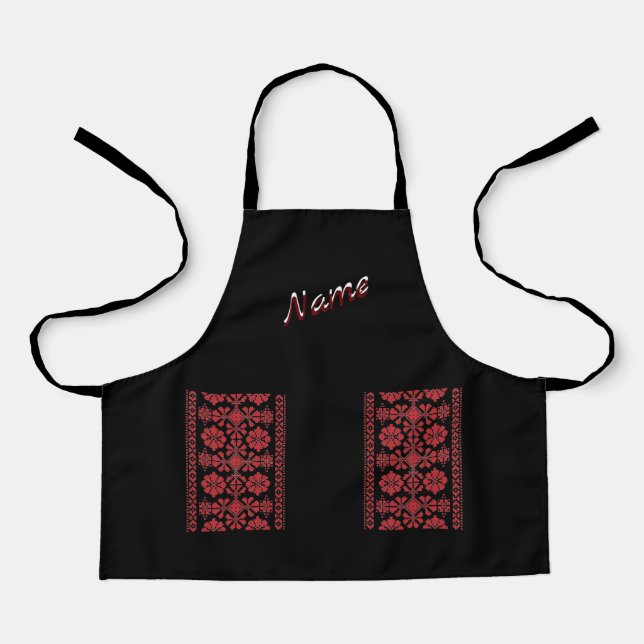 Kids Red Tatreez Apron (Front)