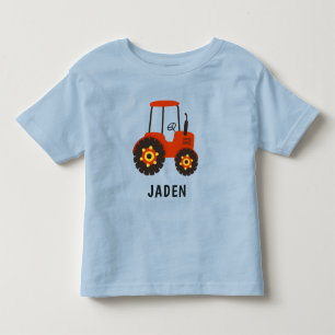 Kids Red Tractor Personalized Farm Vehicle Toddler T-shirt