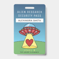 Kids Red UFO Party Alien Research Security Pass