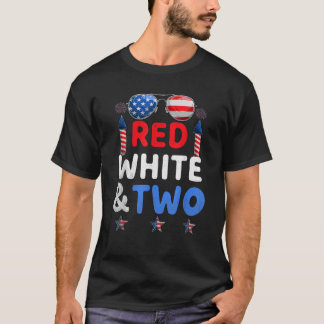 Kids Red White And Two 2nd Birthday 4th Of July Fi T-Shirt