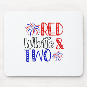 Kids Red White And Two 2nd Birthday 4th Of July In Mouse Pad