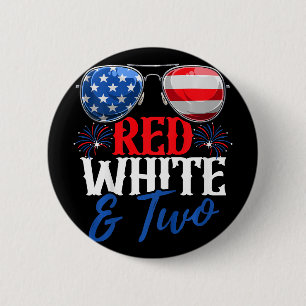 Kids Red White And Two 4th Of July Birthday Party 2 Inch Round Button