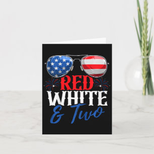 Kids Red White And Two 4th Of July Birthday Party Card