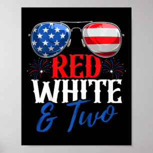 Kids Red White And Two 4th Of July Birthday Party  Poster
