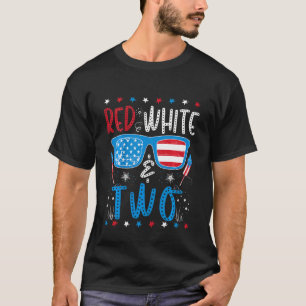 Kids Red White & Two  2nd Birthday 4th Of July Boy T-Shirt
