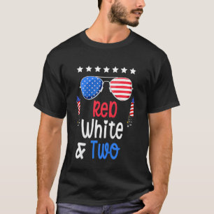 Kids Red White & Two 2nd Birthday 4th Of July Inde T-Shirt