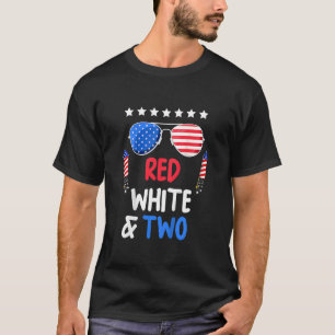 Kids Red White & Two 2nd Birthday 4th Of July Inde T-Shirt
